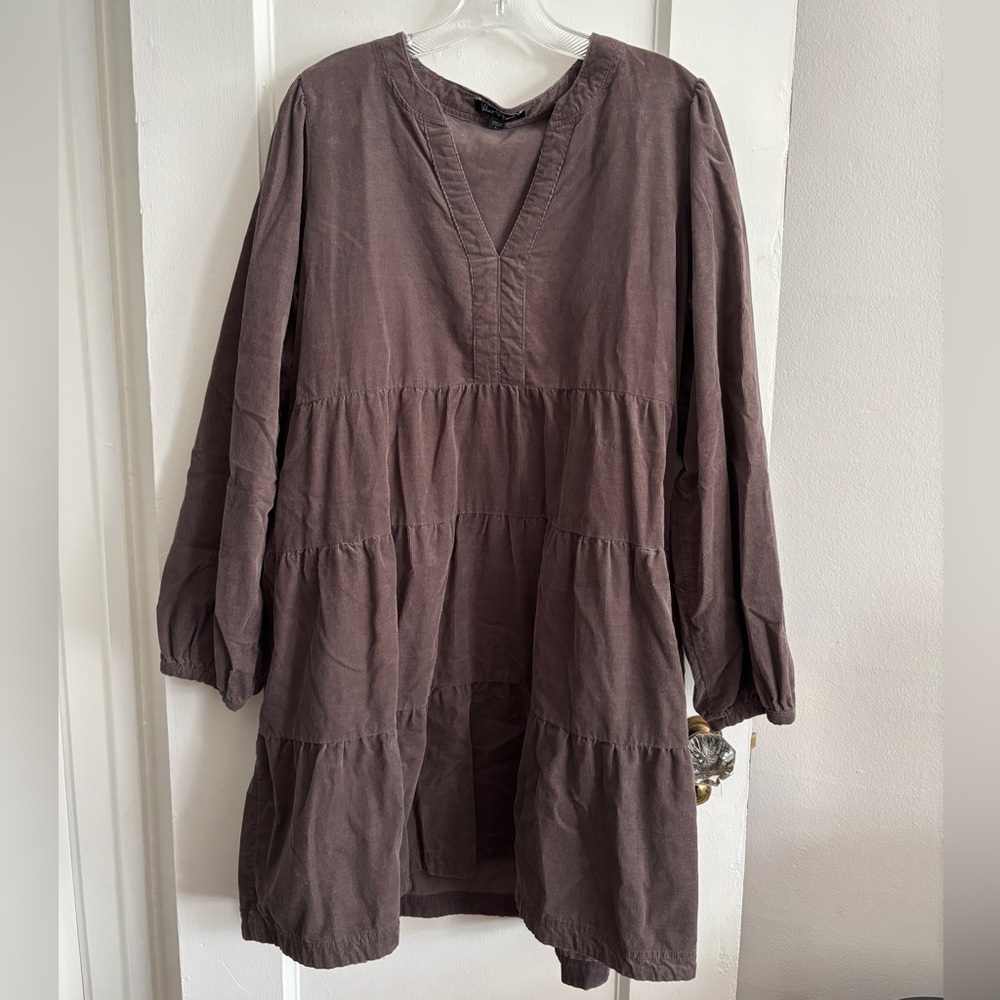 Velvet Heart Brown Gray Corduroy Dress